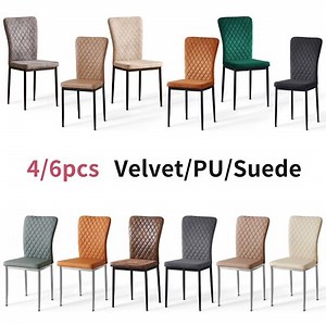 Set of 4/6 Dining Chairs Padded Seat High back Metal Legs Home Furniture Kitchen  | eBay UK