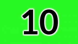 10 seconds countdown timer animation black number on green screen from 10 to 0 seconds. Green background with black number