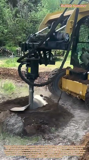un accessoire pour chargeuse compacte creusant un trou de grand diamètre dans le sol