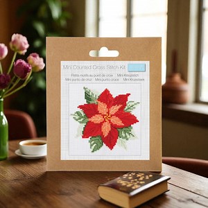 Poinsettia Mini Counted Cross Stitch Kit. Trimits GCS199 - Etsy