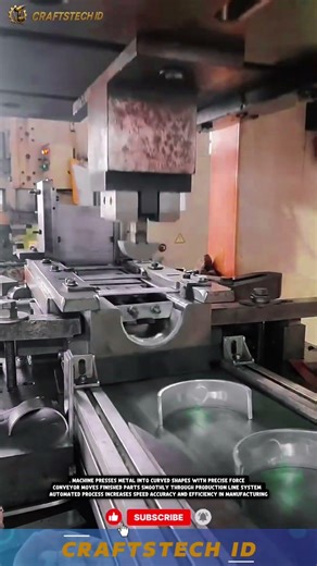 Industrial Machine Press Shapes Metal Parts on Conveyor Line #machine