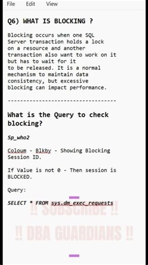 Why Your Query is Waiting? 🤯 | SQL Blocking Explained | DBA Interview Question 6 |