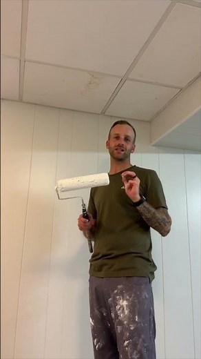 Tips for Rolling Paint on drop ceiling #diydad #dropceiling #painting #basement #remodel