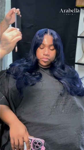 This is literally the perfect midnight blue hairstyle 😍😍 #midnightblue #coloredwig #wigstyles