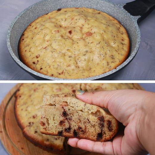 31M views · 44K reactions | Banana Cake in Fry Pan | Easy Banana Cake Recipe Without Oven | Our Recipe | Facebook