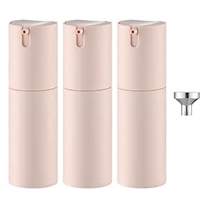 1 oz Airless Pump Bottles, Travel Lotion Container, Skincare Containers for Moisturizer (Plastic, Matte Pink, 3Pcs)