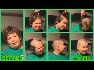 A Cute & Little Boy Steven Get's His Headshave At Home For Charity