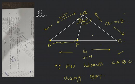 The triangle ABC has sides a=13, b=14 and c=15 as shown in the ... | Filo