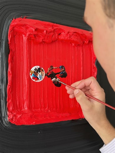 Werner Bronkhorst on Instagram: "‘The Floor Is Lava’ As part of my ‘Crack’ collection I wanted to convey a different meaning to the word. A skull can crack and therefore I thought of painting a boxing match. Boxers have to be moving around constantly during a fight which reminded me of the childhood game ‘The Floor Is Lava’. Here of course there’s almost a literal interpretation where the floor actually is lava- albeit an abstract boxing ring. The result was striking. A vibrant red centre and bl