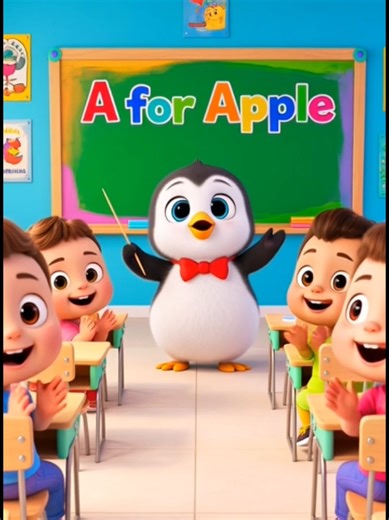 Cute Penguin Teaching ABC 🐧🍎 | A for Apple B for Ball Fun Kids Learning #kidslearning #abclearning #fyp