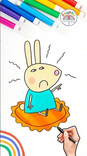 Rebecca Rabbit Drawing | Easy Drawing of Angry Rebecca Rabbit 🌈🐽 #peppapig #shorts #angry