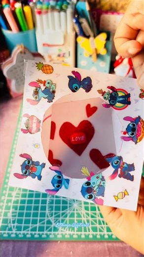 Cute DIY Box Card ✨ | Stitch Theme | Easy Paper Craft Idea #diy #diycrafts #shorts