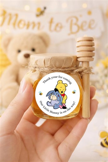A Yummy for Your Tummy Baby Shower - Winnie the Pooh Baby Shower Stickers - Little Bear Party Decor - Etsy