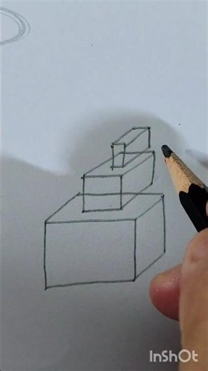 How to Draw 3 Stacked 3D Boxes 📦 | Easy Perspective Drawing #shorts