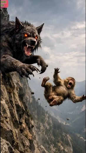 Giant Demon Wolf Throws Monkey Off the Mountain 😱 | Epic AI Fantasy Scene