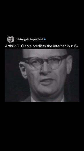 History Photographed | In 1964, Arthur C. Clarke predicted the internet in “Wireless World,” outlining an “Intergalactic Network” for global communication and... | Instagram