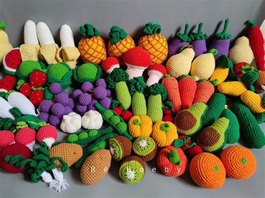 Crochet Vegetable and Fruit, Handmade Pretend Vegetables, Set of Crochet Play Food, Crochet Food and Fruit, Baby Shower Gift, Christmas Gift - Etsy