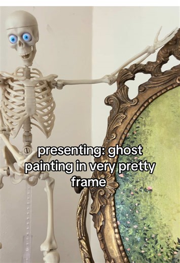 ‘Ghosts and roses’ A new painting in a very cool brass frame 👻🌹 #ghostpainting #painting #art #spookyart