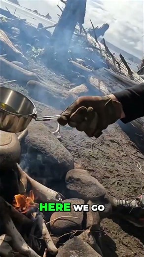 Wilderness Steak & Stream Water: Camp Cooking Adventure! #shorts