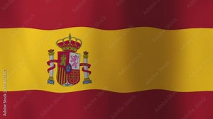 Flag of Spain, 4K Seamless Loop Animation. Spanish Flag 3D Flowing Cloth Motion Graphics Backdrop for Social Media, Streaming, and Channels