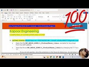 New Perspectives Word 2019 | Module 1: End of Module Project 1 #Kapoor_Engineering #WordModule1End