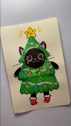Christmas Cat Tree 🎄 | Cozy Holiday Drawing ✨