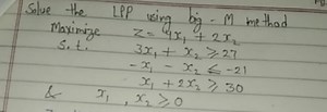 Solve the LPP using big - M method Maximize s.t.&z=4x1​ 2x2​... | Filo