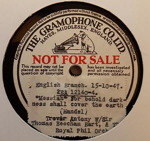 Trevor Antony W/ Sir Thomas Beecham Bart. & The Royal Phil Orch. - Messiah - For Behold Darkness Shall Cover The Earth