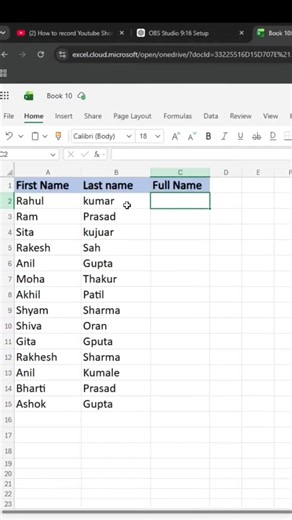 Full Name tricks in Ms Excel ! Ms Excel mai short kaise full Name likhe #Ms excel #windows