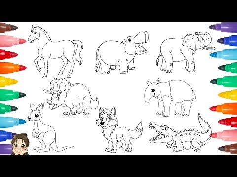 How To Draw 8 Wild Animals Easy For Kids 🐊🐾 Animals Step-By-Step Drawing 🦘🐎 Children Draw Animals