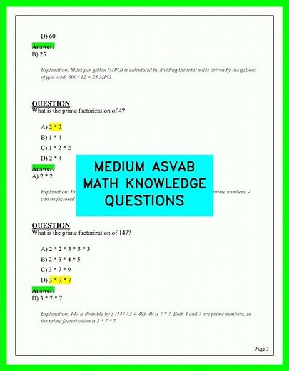 ASVAB Math Knowledge Medium Practice Questions and Answers Study Guide 2026 | Exam Prep Video 2026