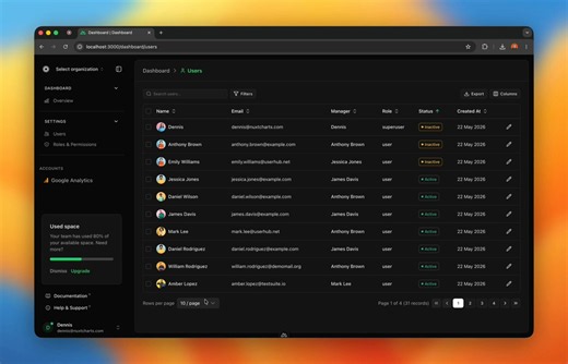 Auto generated Data Table with search, sort and filterfor Nuxt/Next.js full stack apps