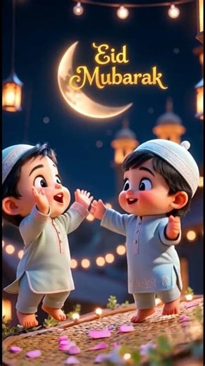 ✨ Eid Mubarak 2026 🌙 Beautiful Chand Raat Scene with Cute Muslim Babies 🥹✨#shorts