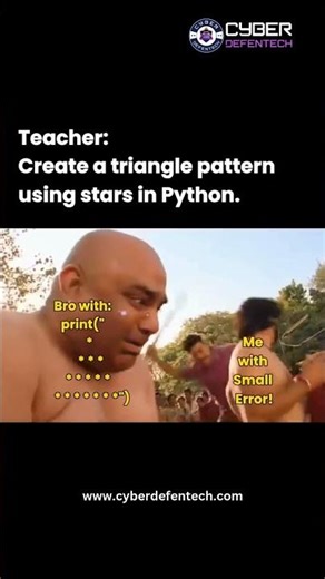 When teacher says ‘make a triangle with stars in Python’ 🙂 #RelatableCodingMoments
