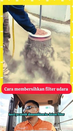 easy way to clean the air filter of an excavator #excavator #heavy equipment #heavy equipment video