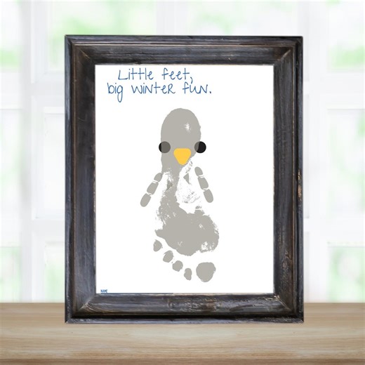 Winter Penguin Footprint Keepsake Craft, Printable Penguin Handprint Art Activity for Toddler, Daycare, Kindergarten, Preschool - Etsy Australia