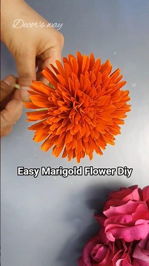 Easy Paper Marigold Flower Tutorial | Handmade Flowers #shorts #diy