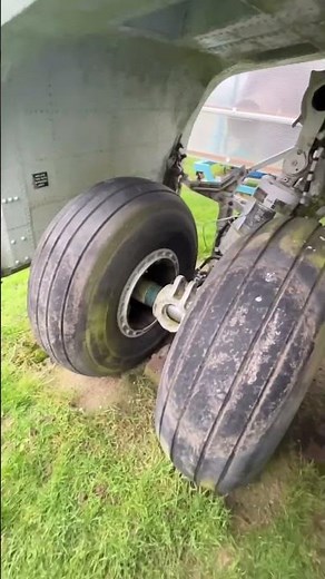 Inside the main landing gear of the BAe 146-100