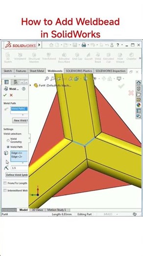 How to Add Weldbead in SolidWorks | SolidWorks Tips #cad #shorts #tips