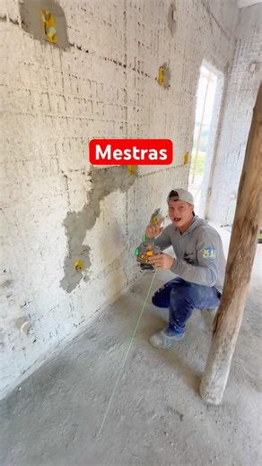How to level a wall using a laser level #tips #construction #building #bricklayer #house