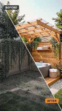 Hot Tub Pergola in 63 Seconds ♨️#diy #home#ландшафт#таймлапс стройки#shorts#dreamhome #backyardoasis
