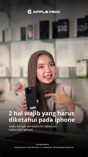 2 hal yang wajib kalian tau sebelum beli iphone🤔✨ Apple Store - Service - Accessories • FREE Apple ID & iCloud • FREE Pindah Data • FREE Update iOS Selamanya • BISA Tukar Tambah Semua Merk Info Stock, Order & Konsultasi 👇 • Apple Maxx CondongCatur 📞 WhatsApp 0822-3031-9995 📍 Jl. Sukoharjo No.135 Condongcatur, Sleman, Yogyakarta. • Apple Maxx Babarsari 📞 WhatsApp 0822-2691-1990 📍Jl. Babarsari No.7A Janti, Sleman, Yogyakarta Payment Methods : Cash✅Transfer✅Debit✅Kredit✅Split✅ #settingkamerai
