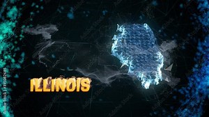 Illinois US federal state border map outline, news events, exit polls, sightings