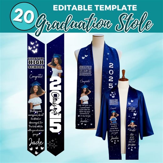 Custom Graduation Stole Template 2025: Editable Design (digital Download) - Etsy