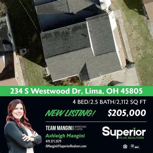 🏡 💚 NEW LISTING 🏡 💚 Welcome to 234 South Westwood Drive, Lima, OH-a stunning 4-bedroom, 2.5-bath home with over 2,000 sq. ft. of living space, fully updated and truly move-in ready! Recent upgrades include a new AC and furnace (2024), upgraded electrical panel, fresh paint, new flooring, and updated bathrooms (2025). The modern kitchen shines with all-new stainless appliances (2024), complemented by a brand-new washer and dryer (2025) and two additional refrigerators in the basement. With la
