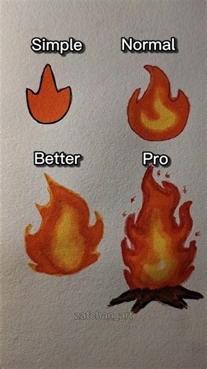 4 ways to draw Fire flames 🔥 ✨️ #drawing #tutorial #howtodraw #fire #art #shorts