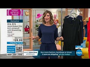 IMAN Global Chic Knit Jumpsuit with Drawstring Waist