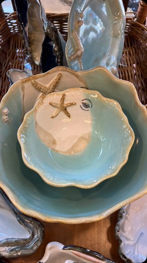 @musselsandmorepottery is back in their display here at The Lair in all their nautical glory and I must say the pottery is looking especially pretty this sunny Juneau day. I love the intricate hand placed barnacles and starfish. I have so many favorites. Which one is yours? | The Bear’s Lair
