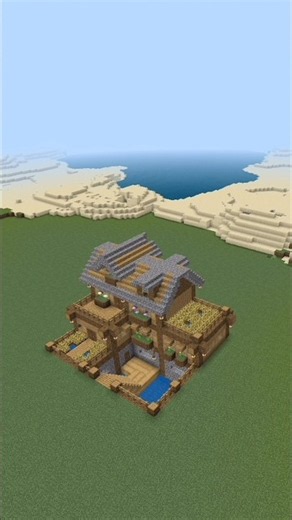 minecraft wooden and stone house 2 floor and with farm and one underground house #minecraftbuilding