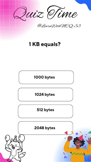 1 KB Equals How Many Bytes? 🤔💻 | Computer GK MCQ #Shorts